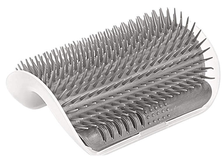 Space-saving corner cat scratcher and enrichment toy