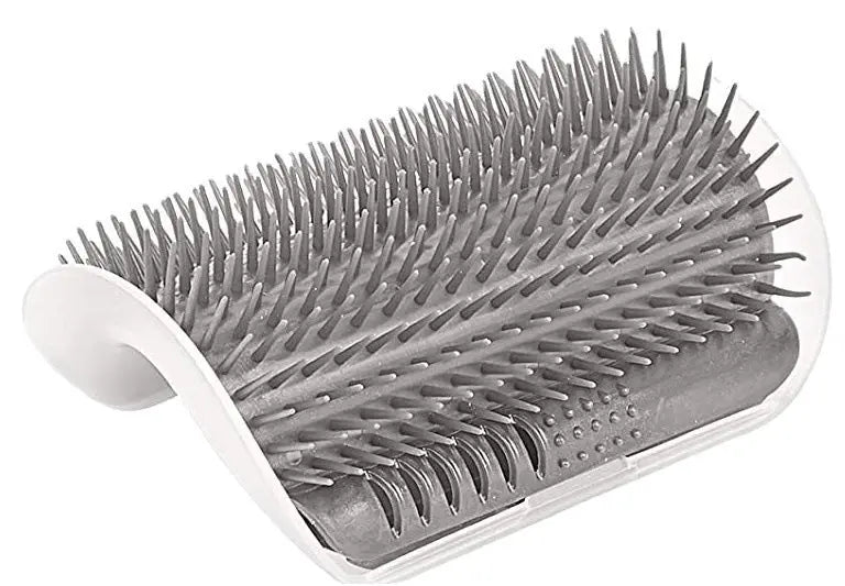 Space-saving corner cat scratcher and enrichment toy