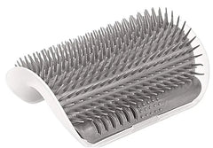 Space-saving corner cat scratcher and enrichment toy