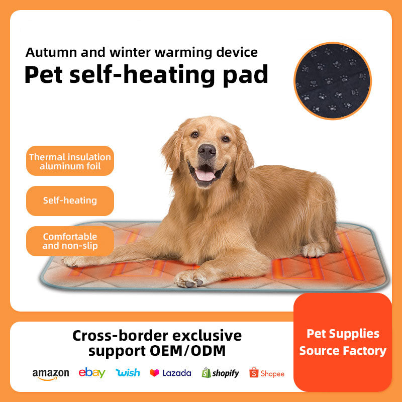 Non-electric self-heating pet bed mat for cozy resting