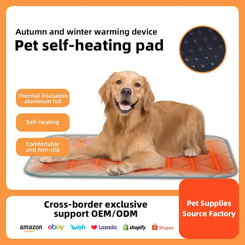 Non-electric self-heating pet bed mat for cozy resting