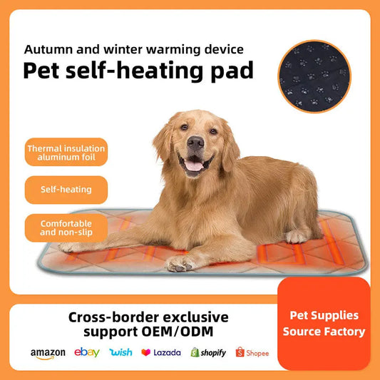 Non-electric self-heating pet bed mat for cozy resting