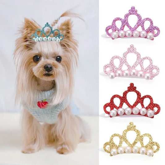 cute pearl flower pet hair accessory