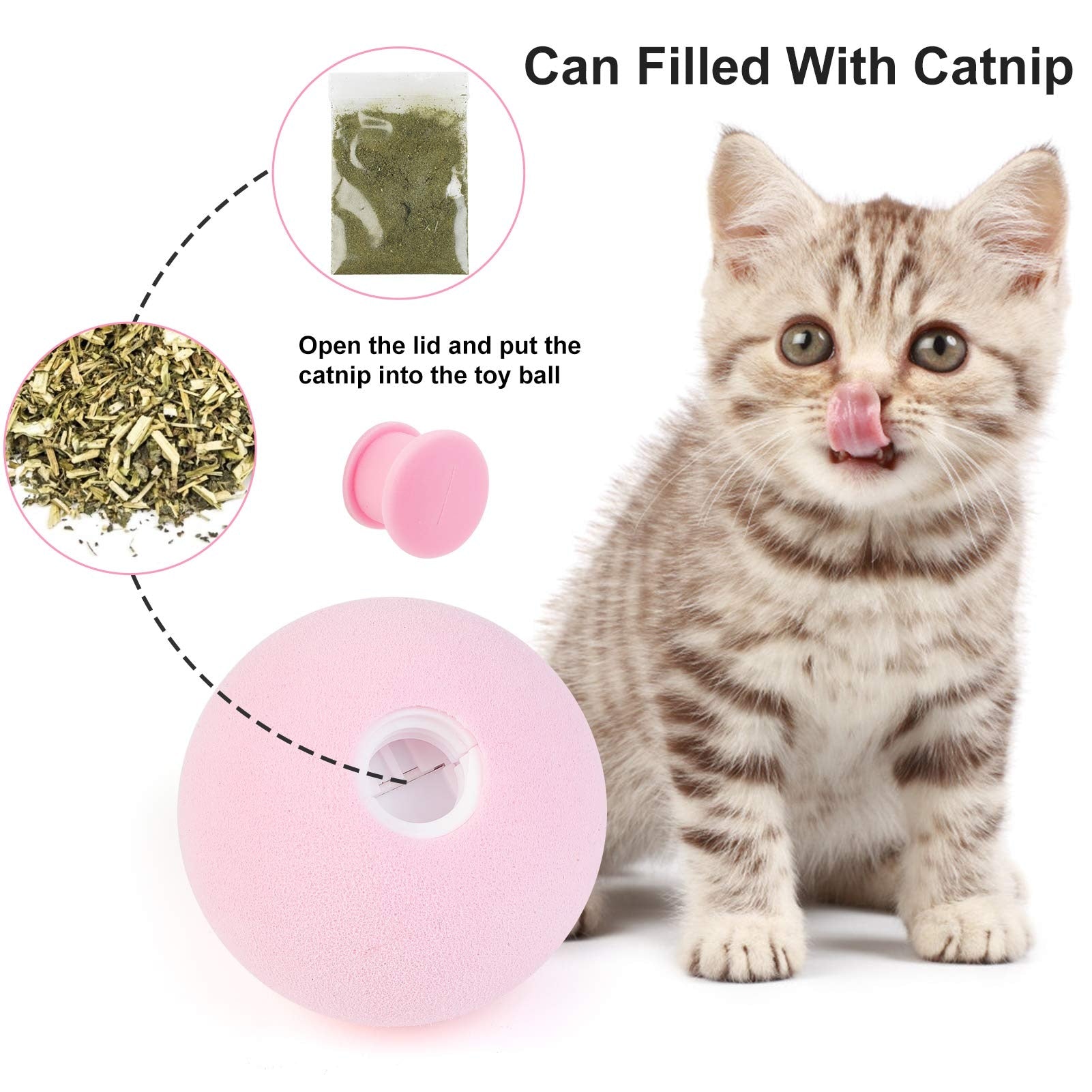 Smart interactive cat ball with catnip for playful cats and kittens