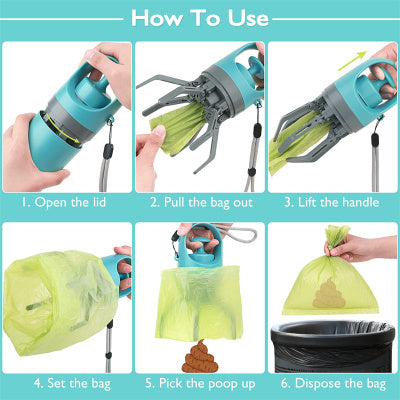 Portable Dog Pooper Scooper with Built-In Bag Dispenser – Eight-Claw Shovel eprolo