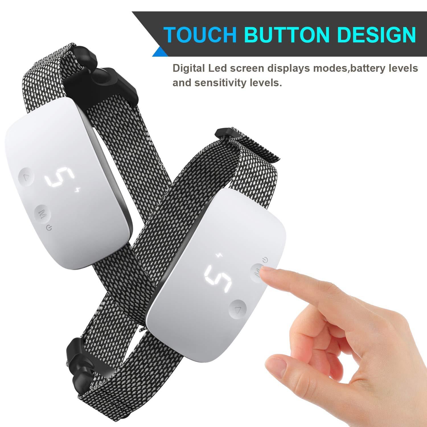 Anti bark device with touch-activated sensor for dog training