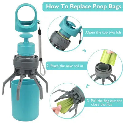 Portable Dog Pooper Scooper with Built-In Bag Dispenser – Eight-Claw Shovel eprolo