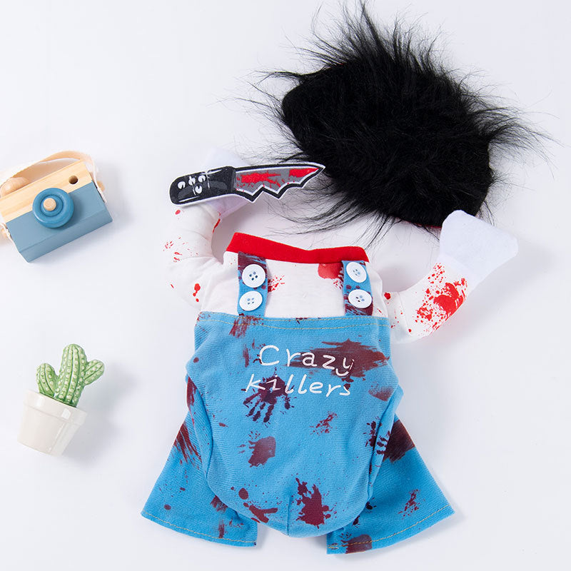 Pet clothes are funny take a knife transform into a pet dog Halloween pet eprolo