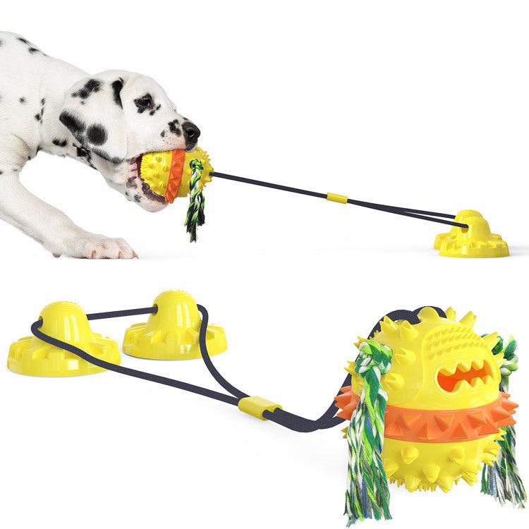 Suction Cup Dog Chew Toy – Bite-Resistant Molar Ball with Squeaker eprolo
