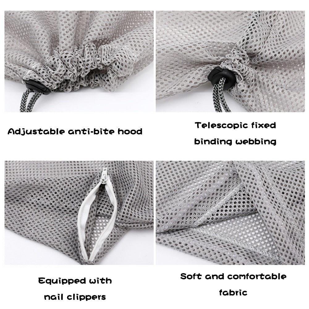 Mesh cat grooming bag for bathing nail trimming and routine grooming