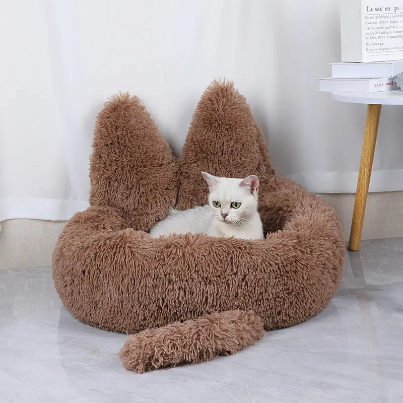 plush cat cave bed comfortable indoor pet house