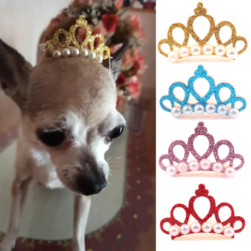 frog crown and flower pet hair accessories