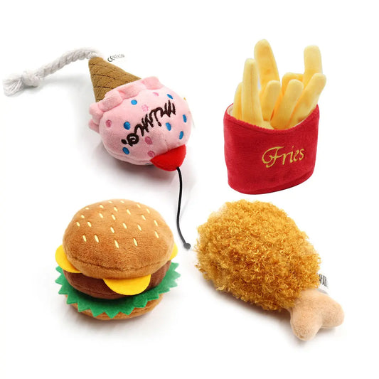 Dog Chewing Toy Combination Plush Hamburger Sounding Pet Interactive Supplies eprolo