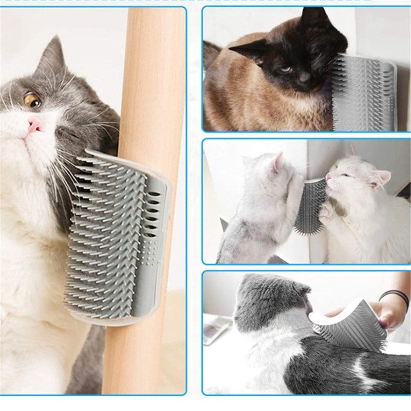  Corner cat scratcher with wall-corner self-grooming and rubbing design