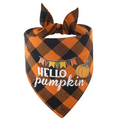 Thanksgiving dog bandana with plaid cotton pet scarf