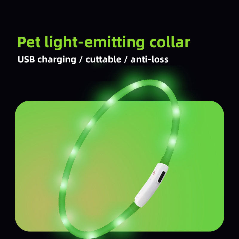 USB Rechargeable LED Light-Up Dog Collar – Adjustable Silicone Safety Collar eprolo