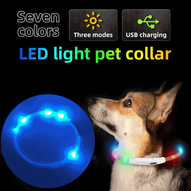 USB Rechargeable LED Light-Up Dog Collar – Adjustable Silicone Safety Collar eprolo