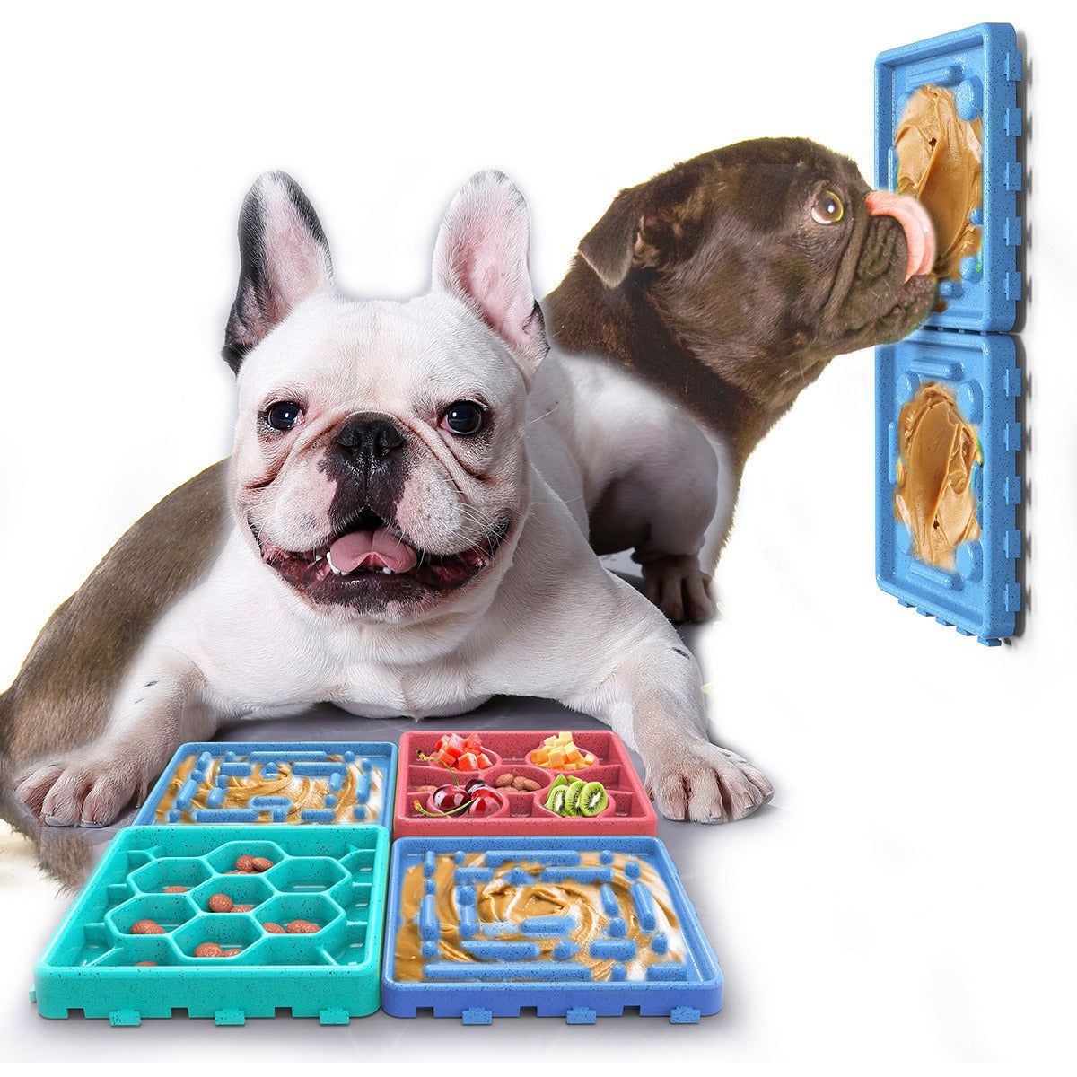 Slow feeder dog bowl with maze and ridge design for dogs