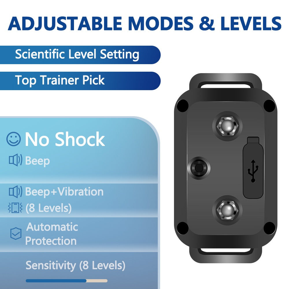 Dog bark control training device with LCD display