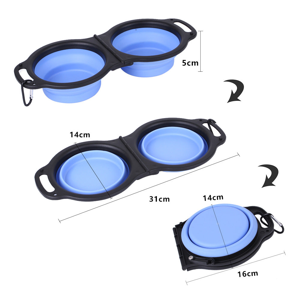double travel pet bowl for food and water