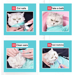 Cat grooming bag for ear cleaning and nail trimming