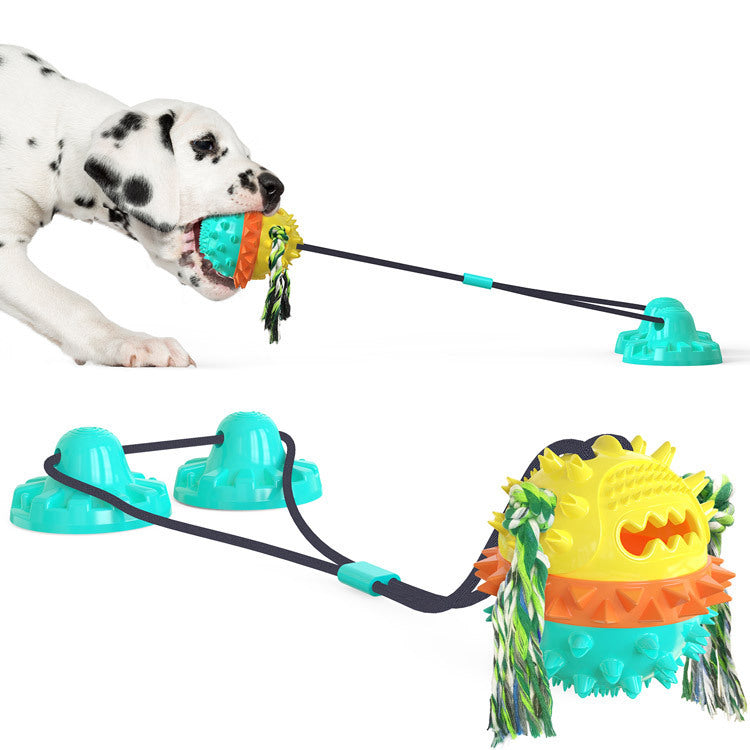 Suction Cup Dog Chew Toy – Bite-Resistant Molar Ball with Squeaker eprolo