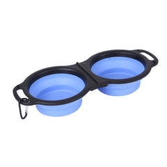 collapsible pet bowl portable silicone double bowl for dogs and cats