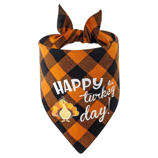 Plaid Thanksgiving bandana for dogs and pets