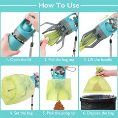 Portable Dog Pooper Scooper with Built-In Bag Dispenser – Eight-Claw Shovel eprolo