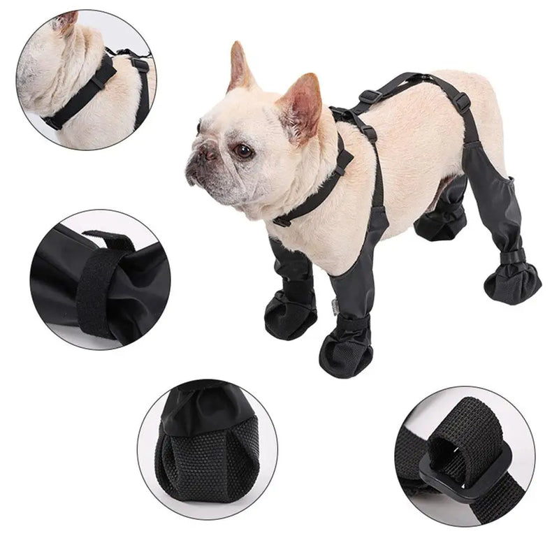 Non slip dog boots with adjustable straps for outdoor walks