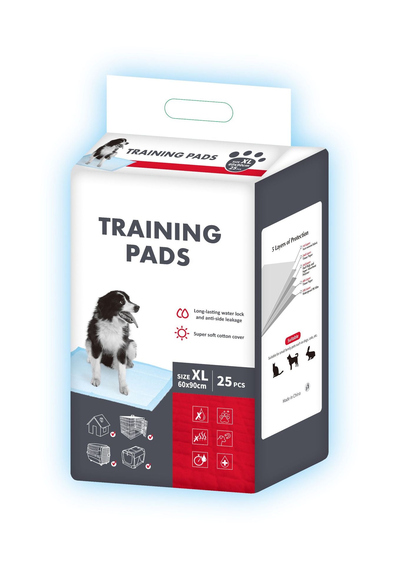 Multi-layer dog potty pads designed to help absorb urine Puppy pee pads for indoor dog potty training and floor protection