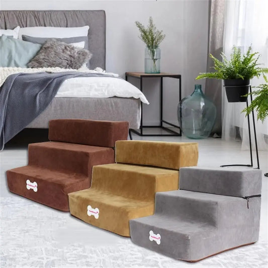 Pet Supplies 3 Tiers Steps Flannel Detachable Removable Wash Pet Small Dog/Cat Stairs eprolo