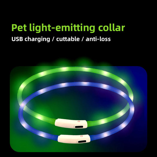 USB Rechargeable LED Light-Up Dog Collar – Adjustable Silicone Safety Collar eprolo