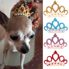 Cute Pet Hair Clip Headwear – Frog, Crown & Pearl Flower Accessories for Cats & Dogs eprolo